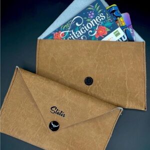 Faux Leather Envelope Wallet Clutch with Snap